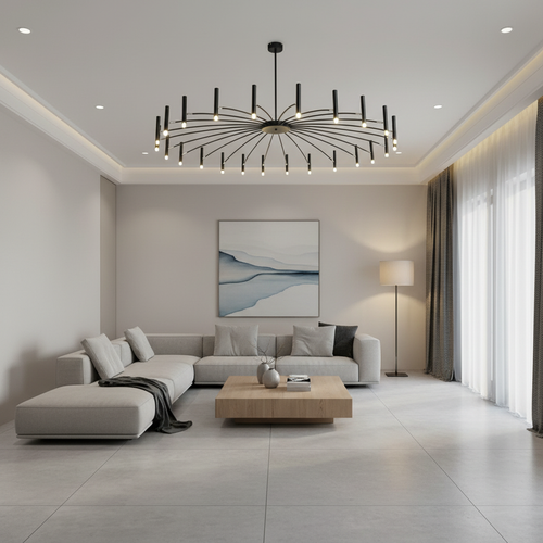Black 12-Light Adjustable G9 LED Chandelier — Dimmable Minimalist Modern