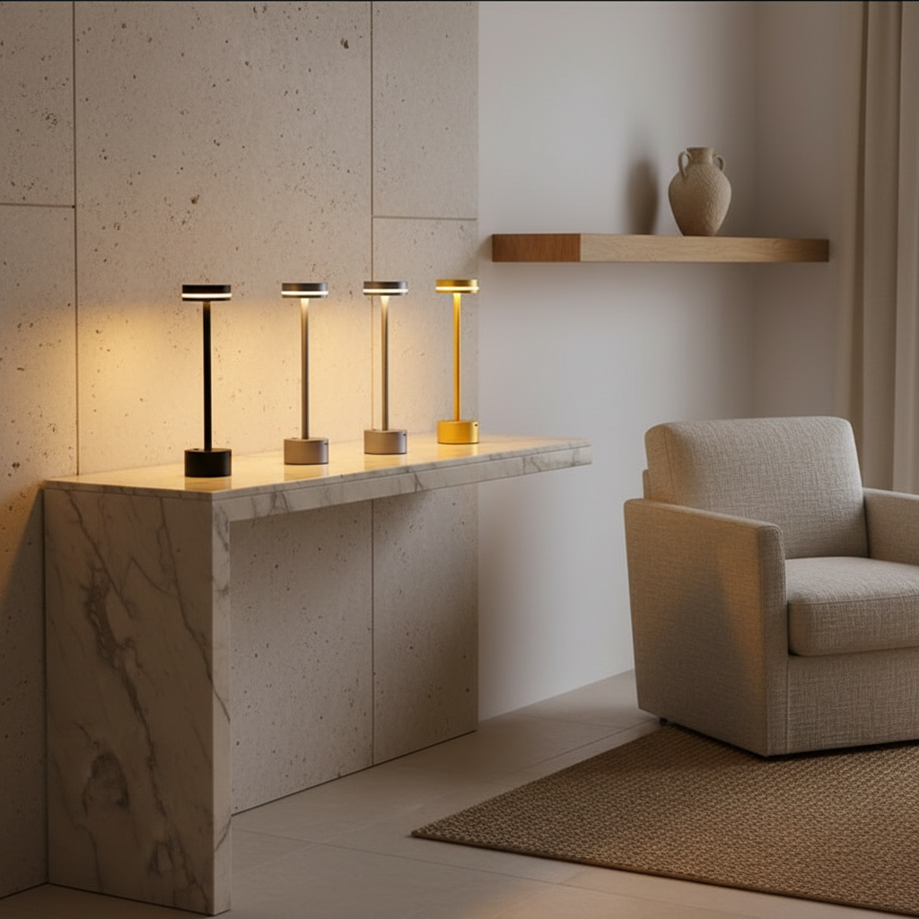 Luminara | Modern Portable Aluminum Cordless Table Lamp with Dimming Feature