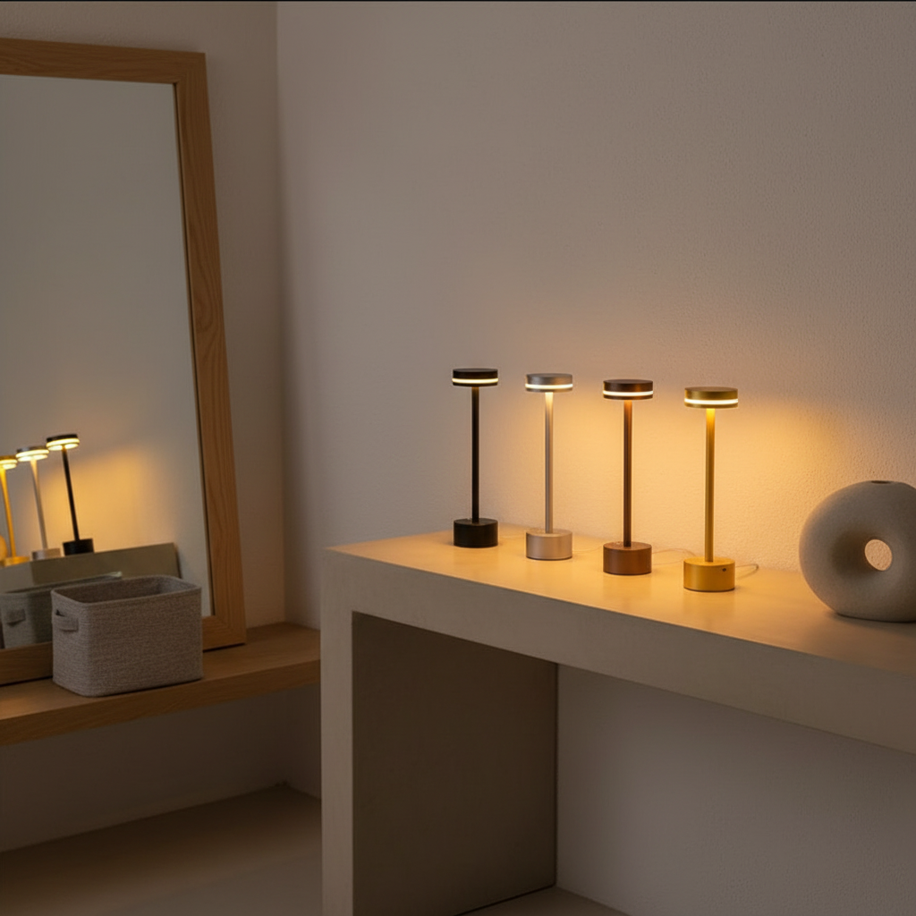 Luminara | Modern Portable Aluminum Cordless Table Lamp with Dimming Feature