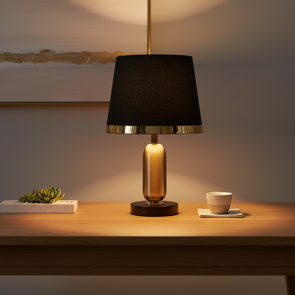 Luminara | Elegant Modern Brass White Table Lamp for Bedroom & Desk