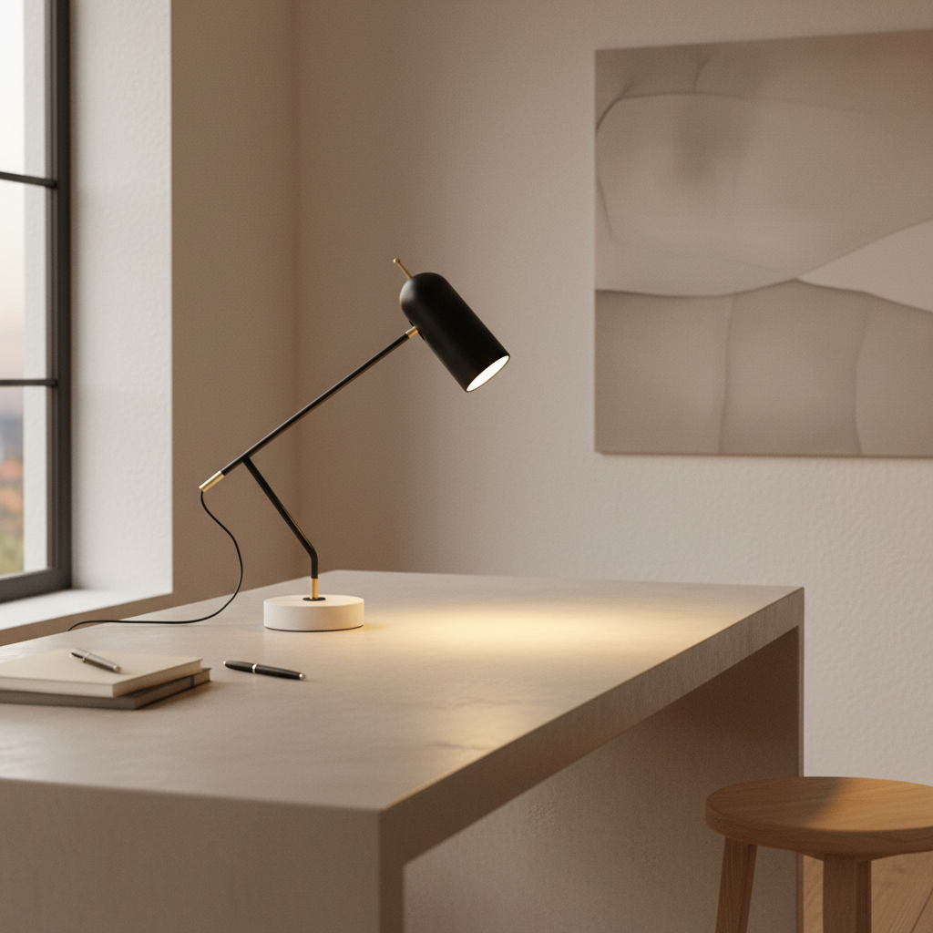 MarbleGlow | Modern Elegant Black Table Lamp with Adjustable LED Light