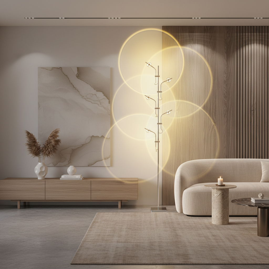 ChromeGlow | Stylish Adjustable Modern Floor Lamp with Multi-Directional Lighting