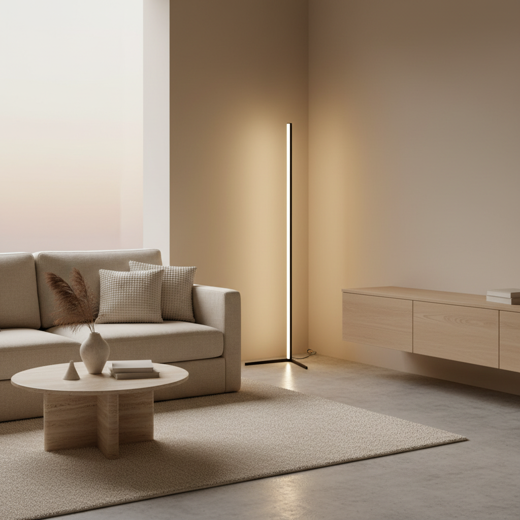 Luminara | Modern Black Corner Floor Lamp with Remote Control and RGB Lights