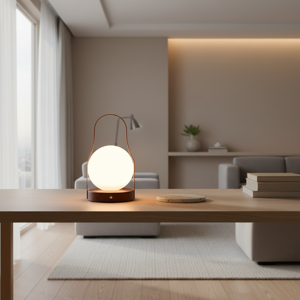 Luminara | Stylish Cordless Brass LED Bedside Table Lamp with Adjustable Light