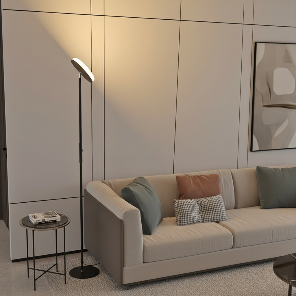 Luminara | Modern Black Adjustable Uplight Floor Reading Lamp