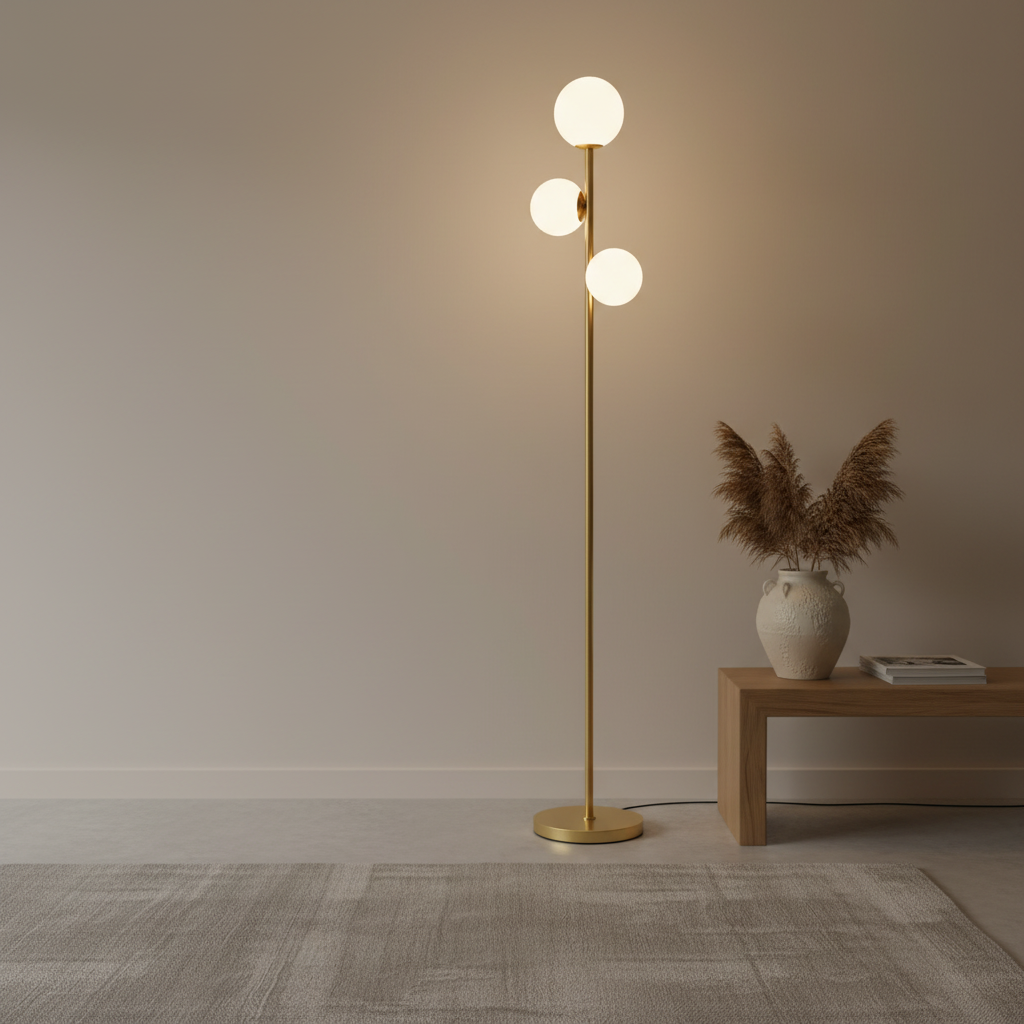 Lunara | Modern Elegant 3-Light Black Floor Lamp with Adjustable Colors