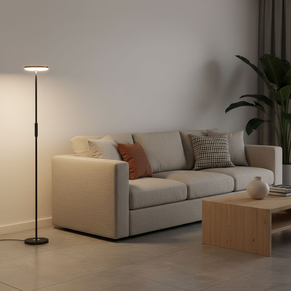 Luminara | Modern Black Adjustable Uplight Floor Reading Lamp