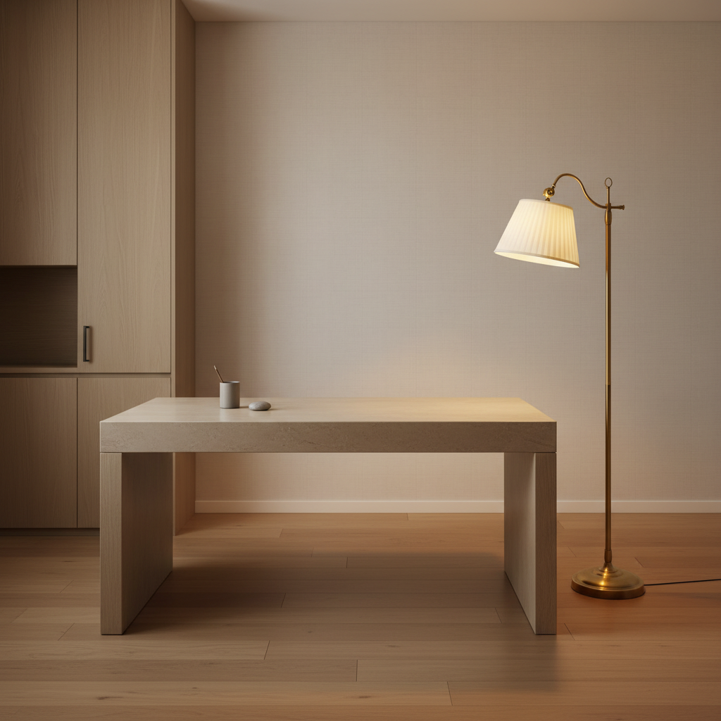 CopperGlow | Elegant Vintage Arc Floor Lamp with Fabric Shade