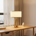 Luminara | Modern Elegant Geometric Table Lamp with Faux Silk Shade