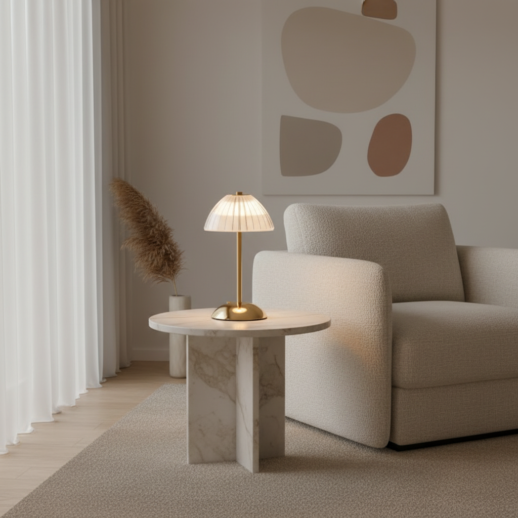 BrassLuxe | Stylish Cordless Battery Operated Bedside Table Lamp