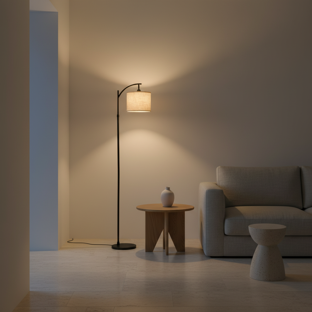 Luminara | Modern Minimalist Black Floor Lamp with Fabric Shade
