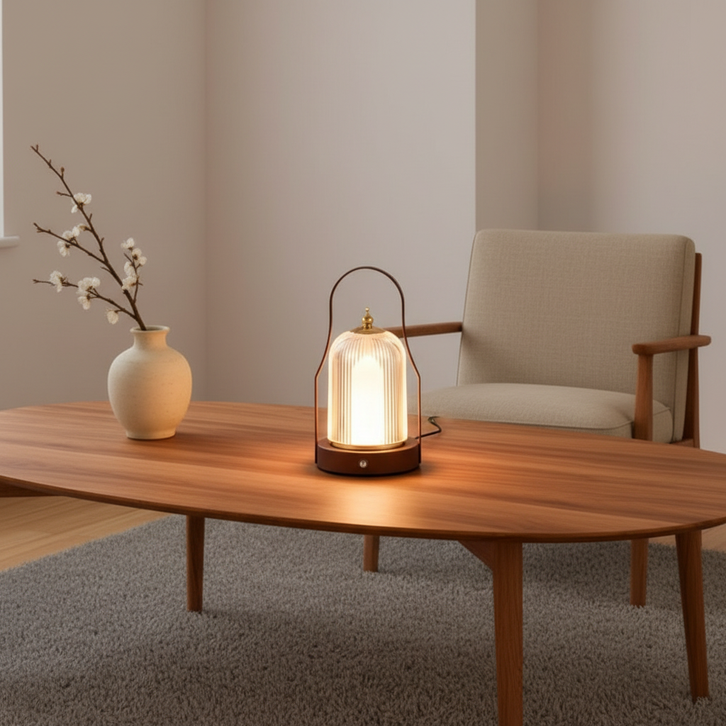 Luminara | Stylish Cordless Brass LED Bedside Table Lamp with Adjustable Light