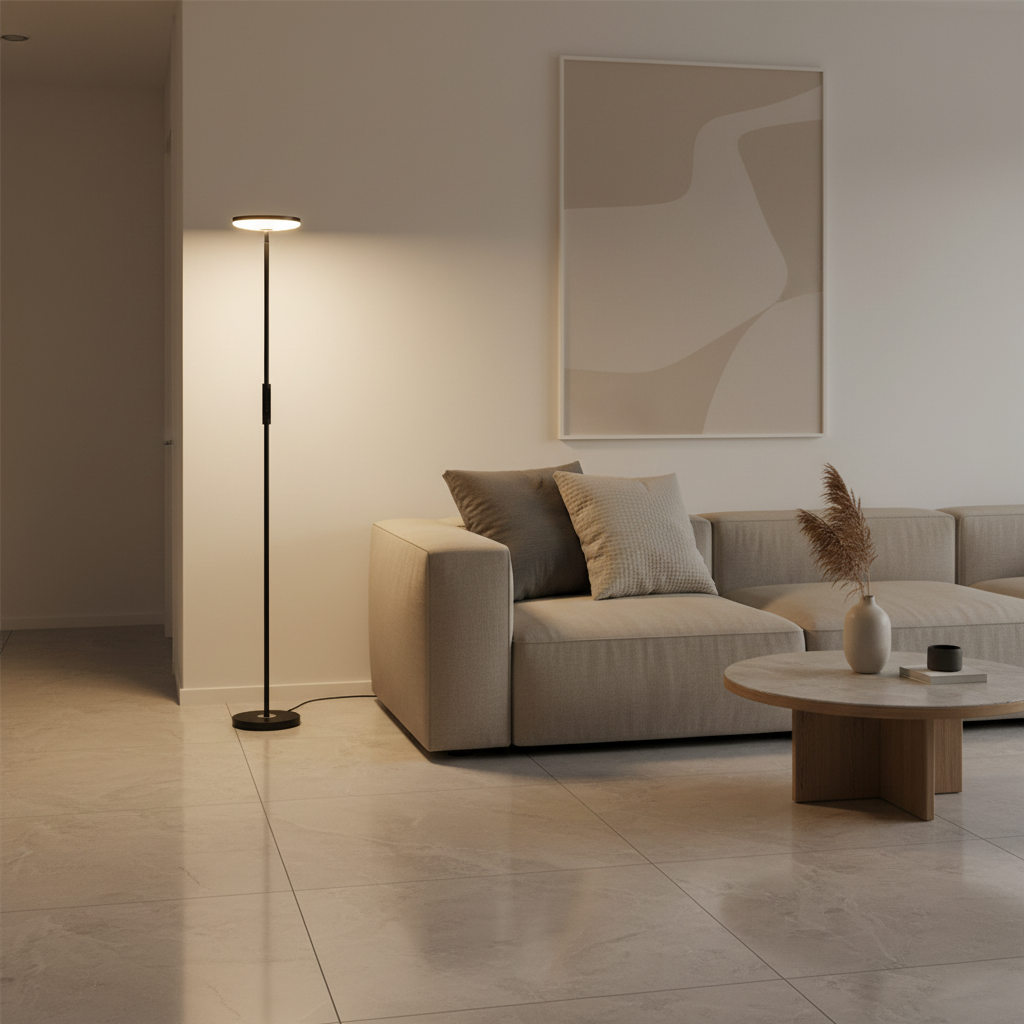 Luminara | Modern Black Adjustable Uplight Floor Reading Lamp