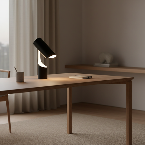 Black Compact Adjustable Contemporary Energy Efficient LED Desk Lamp