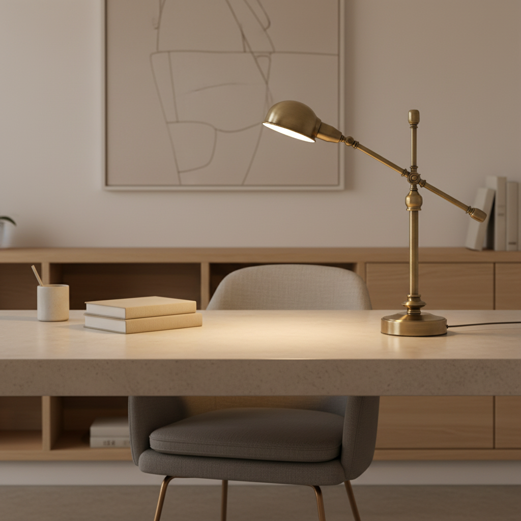 Luminara | Elegant Adjustable Metallic Dome Desk Lamp for Home Office