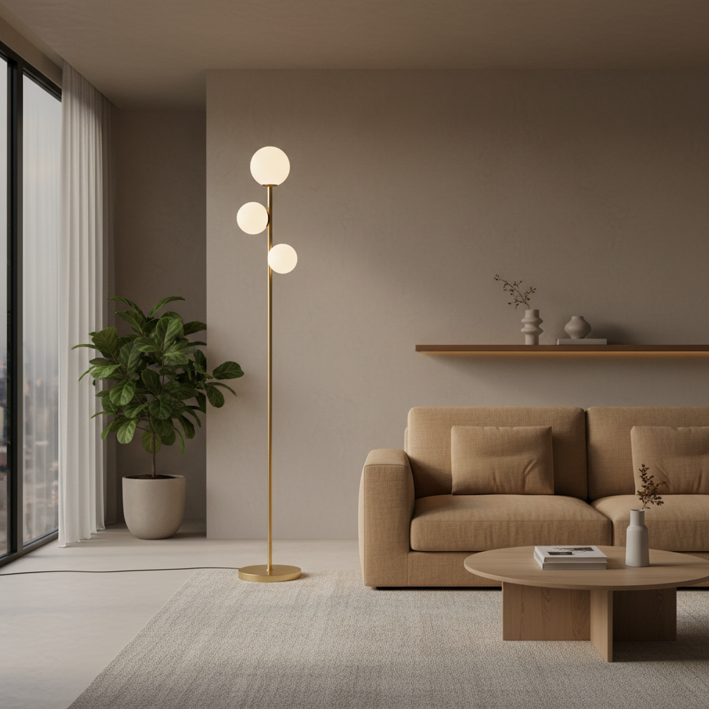 Lunara | Modern Elegant 3-Light Black Floor Lamp with Adjustable Colors