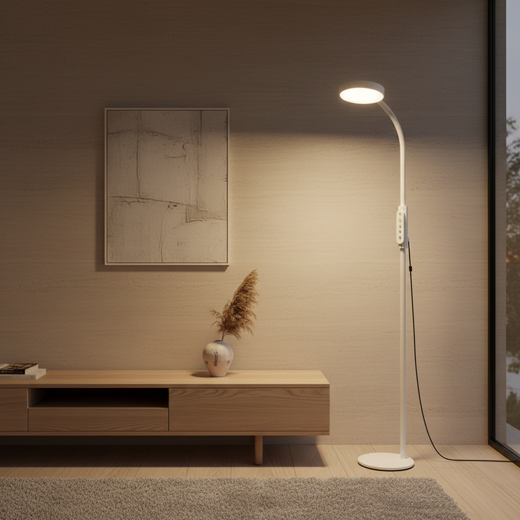 Luminara | Modern Black Iron Standing Floor Lamp with Adjustable LED Light