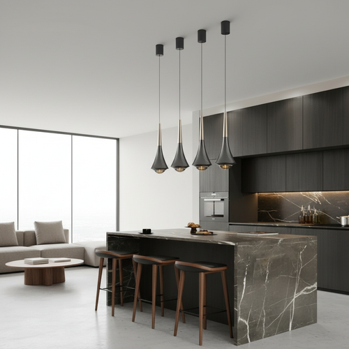 Black Adjustable Mini Industrial LED Pendant Light — Home Office Cozy