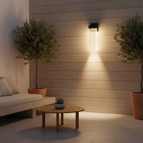 CrystalGlow | Elegant Textured Outdoor Wall Lantern Light Fixture