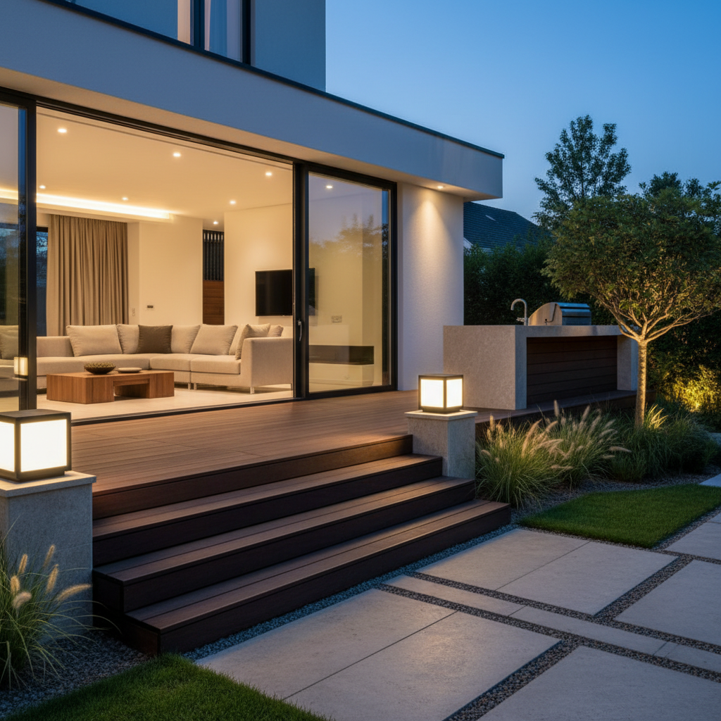 Geometra | Stylish Modern Black Solar Outdoor Wall Light Fixture