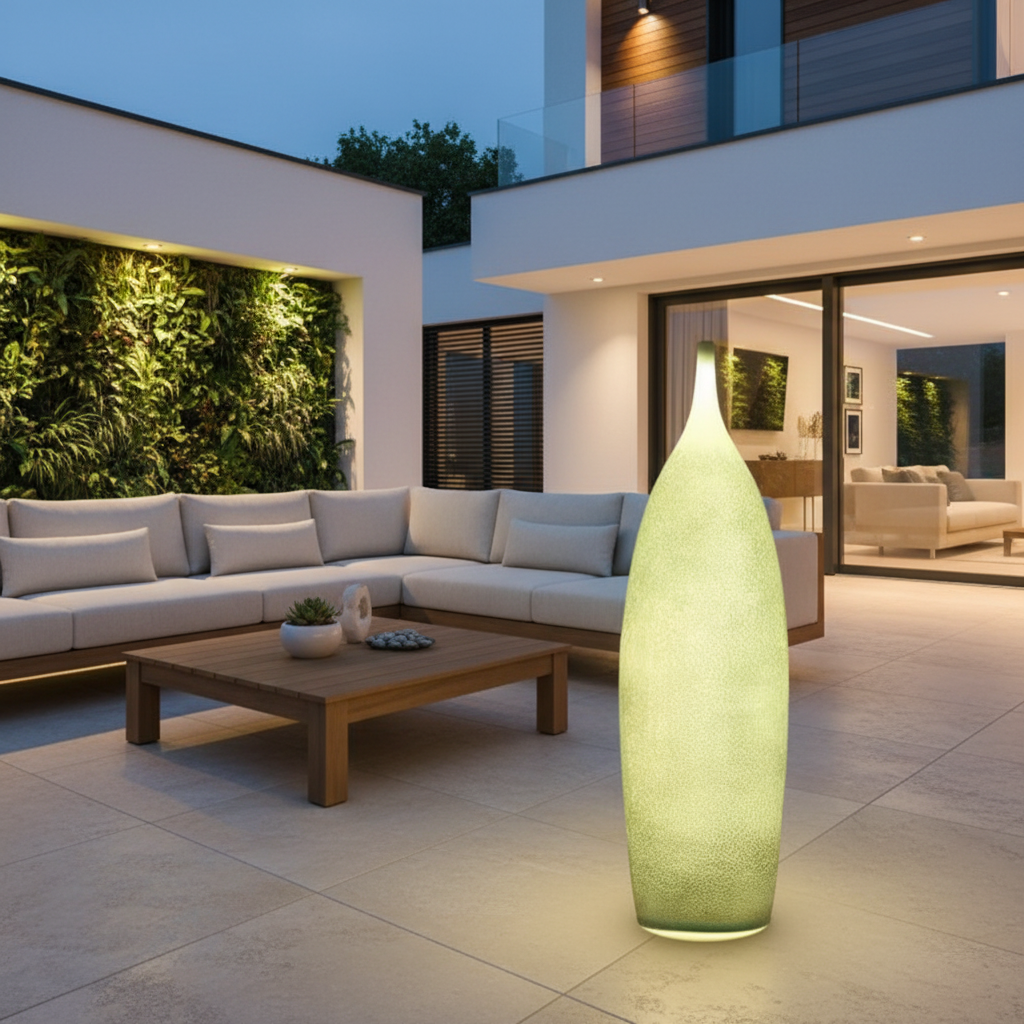 AquaGlow | Stylish Modern Resin Outdoor Garden Floor Lamp