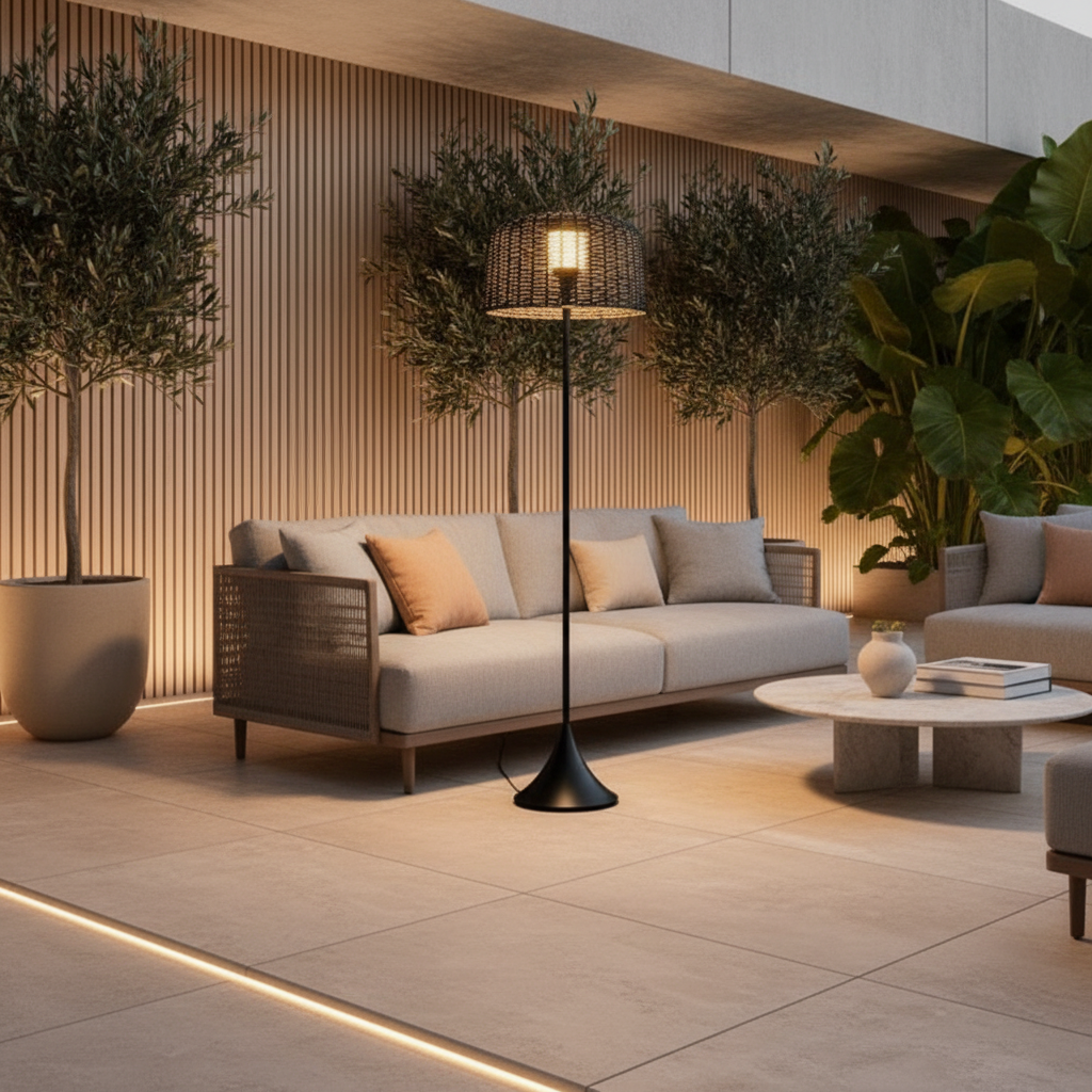Luminara | Stylish Modern Solar Outdoor Floor Lamp with Dual Power Options