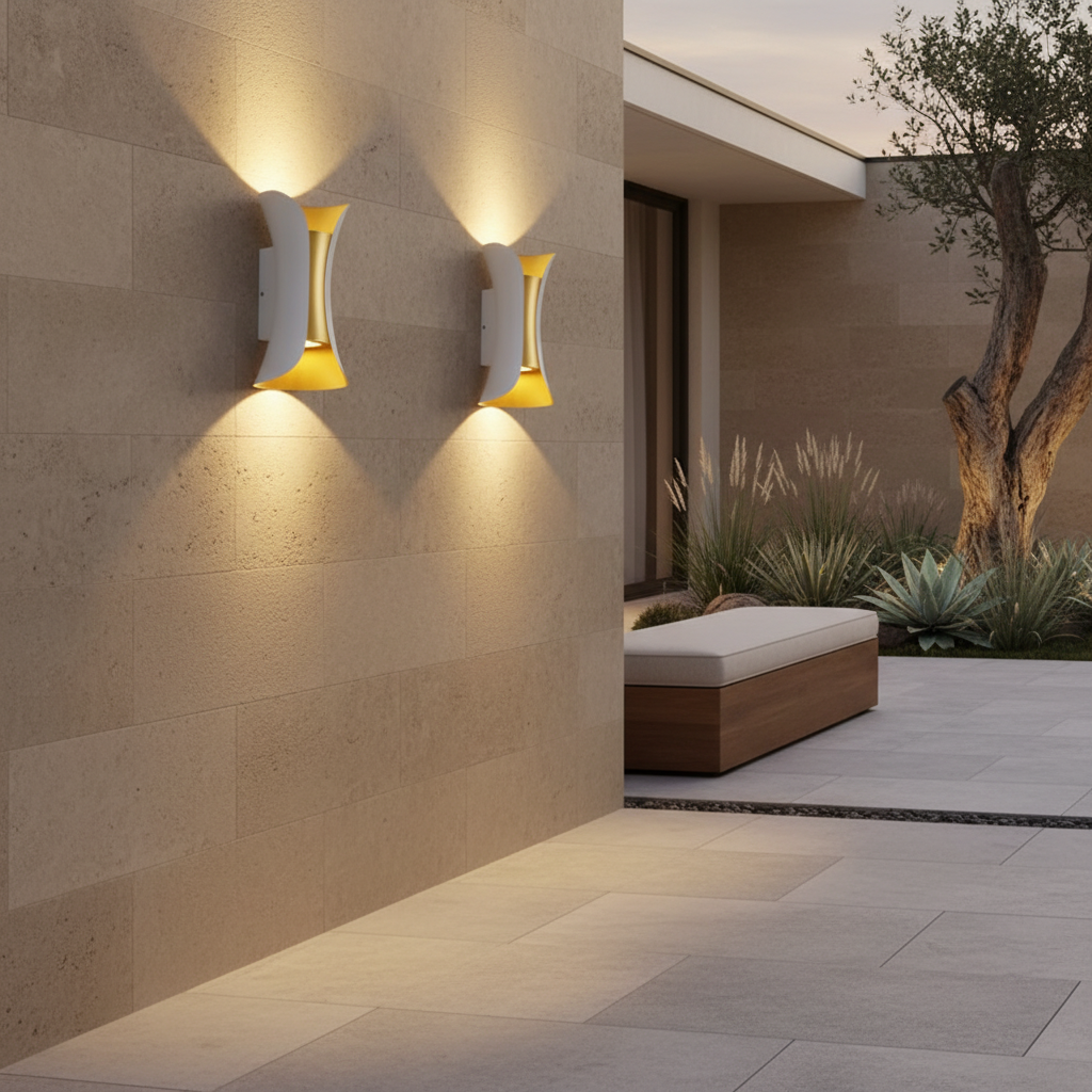Modern Curved LED Wall Light | Waterproof Dual Beam Outdoor Lighting