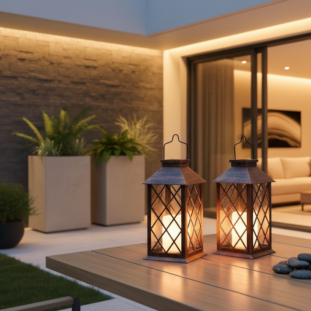 BronzeGlow | Elegant Antique Outdoor Solar Lantern for Garden Illumination