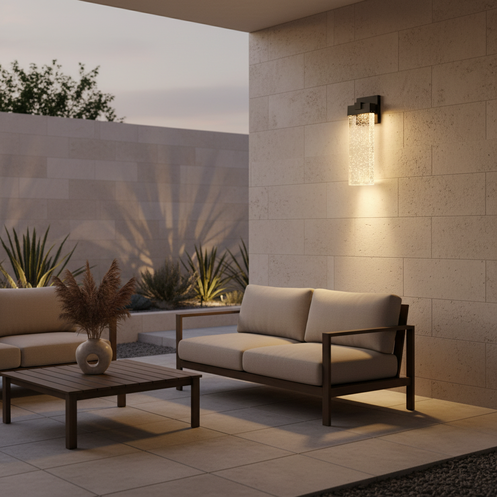 CrystalGlow | Elegant Textured Outdoor Wall Lantern Light Fixture
