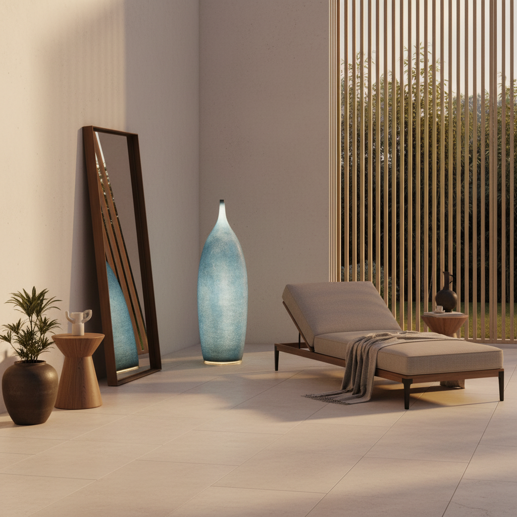 AquaGlow | Stylish Modern Resin Outdoor Garden Floor Lamp
