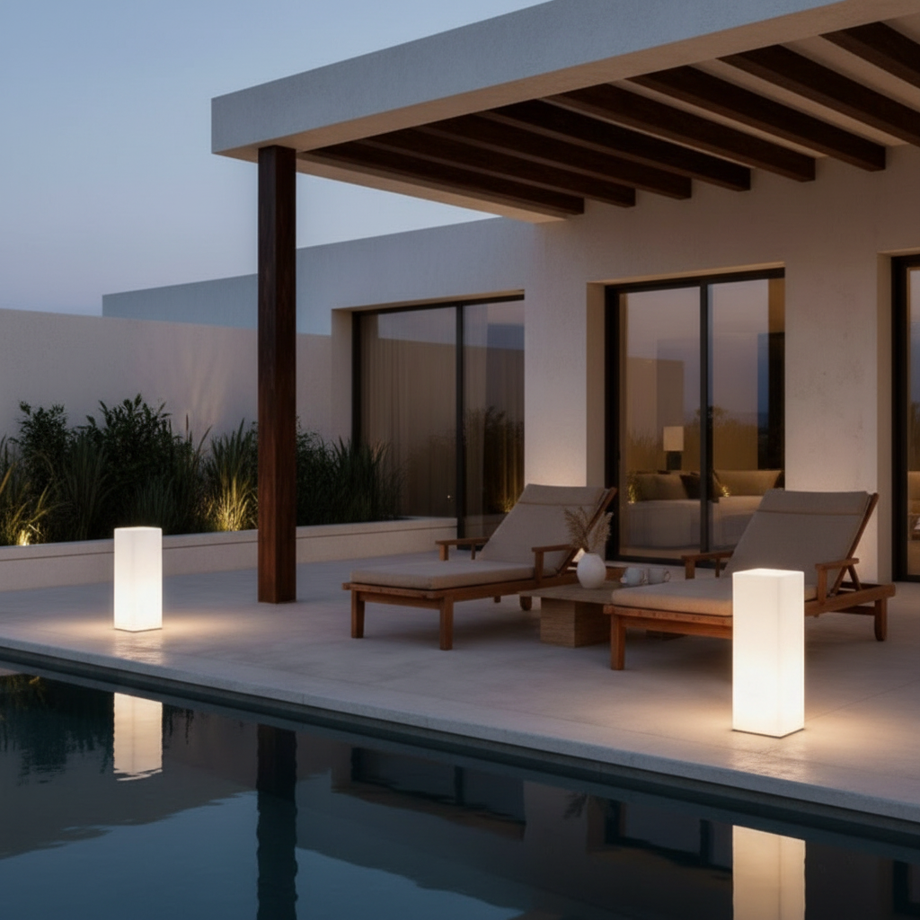 Modern Outdoor LED Floor Lamp | Waterproof Remote Control Ambient Light