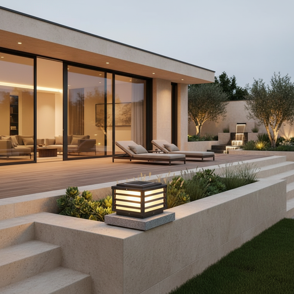 Luminara | Stylish Modern Outdoor Pillar Light with LED Glass Shade