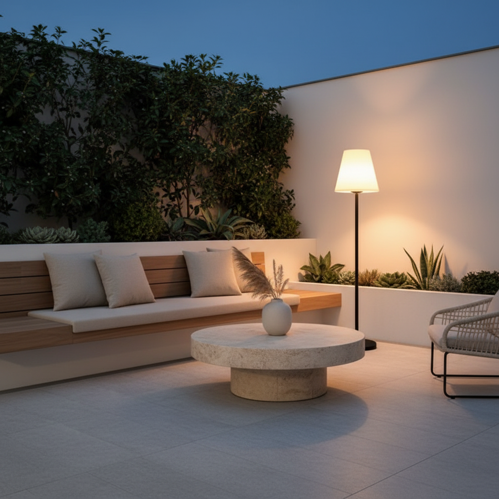 Solara | Modern Elegant Solar Outdoor Floor Lamp with RGB Effects