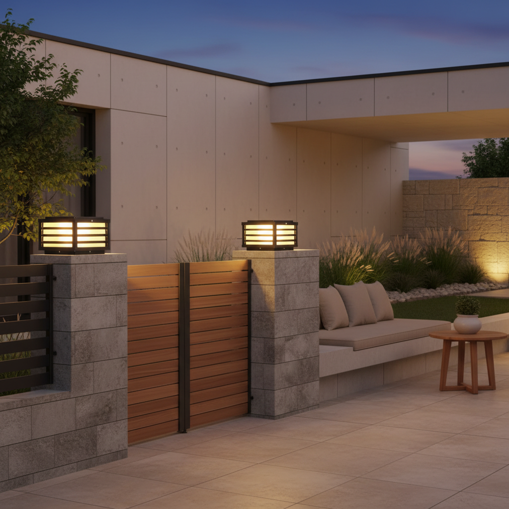 Luminara | Stylish Modern Outdoor Pillar Light with LED Glass Shade