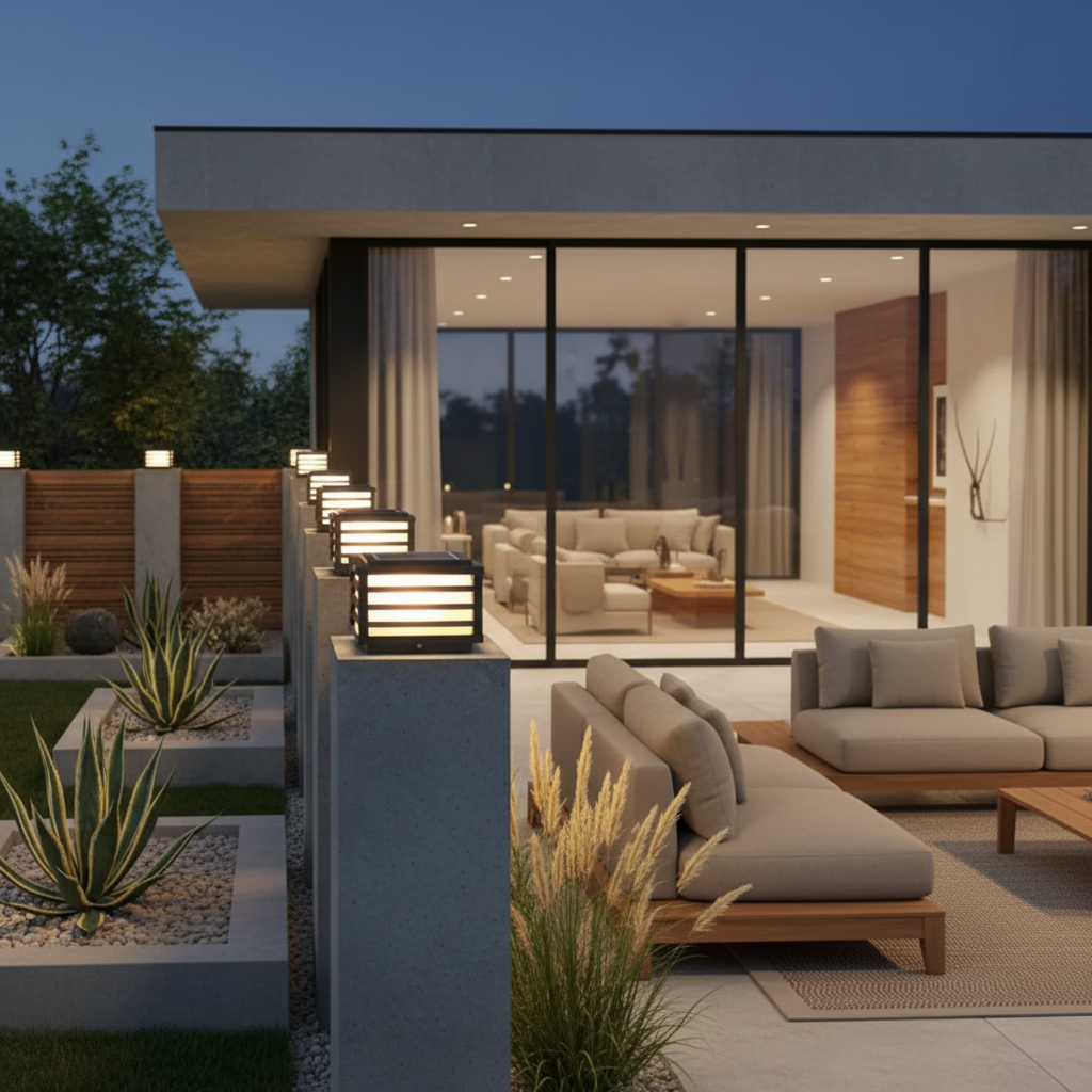 Luminara | Stylish Modern Outdoor Pillar Light with LED Glass Shade