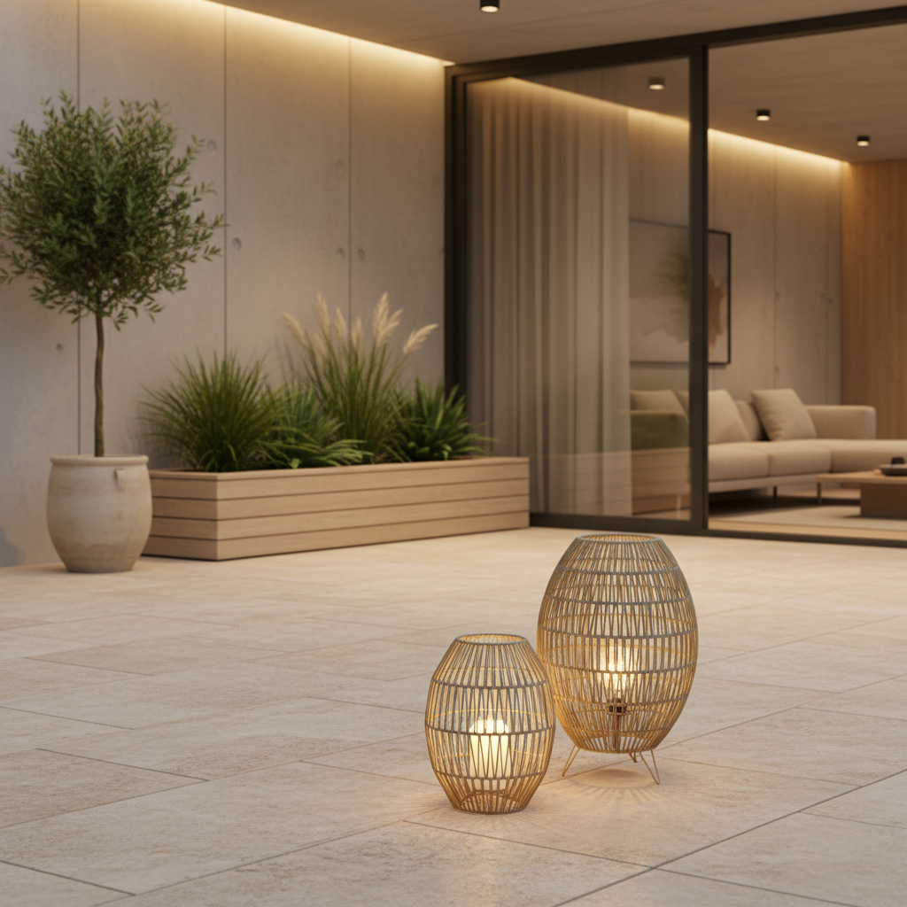 Elegant Rattan | Outdoor Lamp with Waterproof Design | Cozy Garden Lights for Patios and Balconies