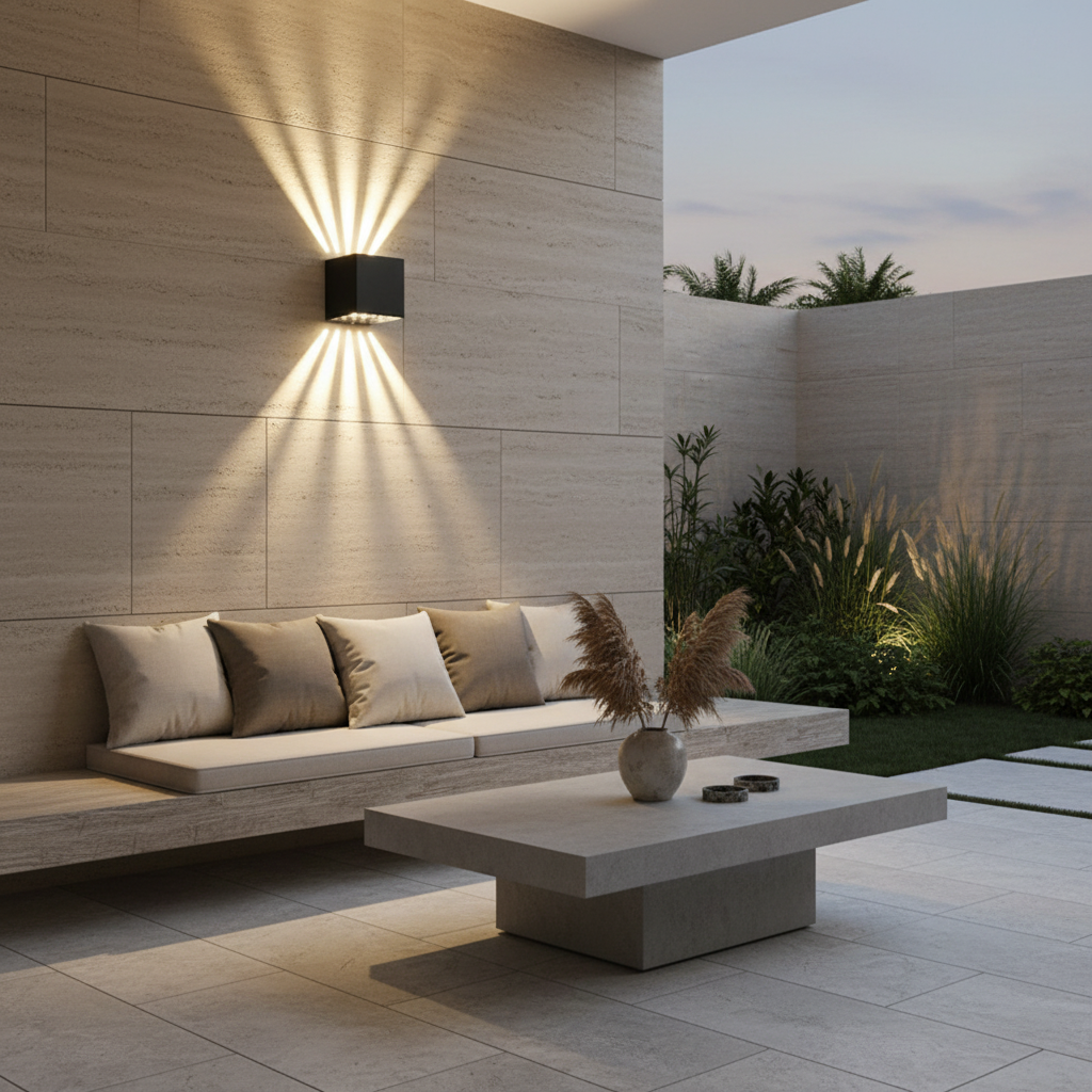 Luminara | Stylish Black Outdoor Wall Lantern With Up and Down Lights