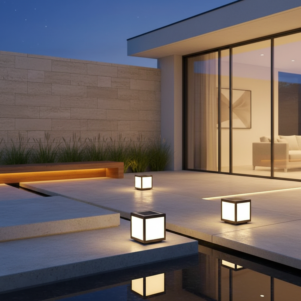 Geometra | Stylish Modern Black Solar Outdoor Wall Light Fixture