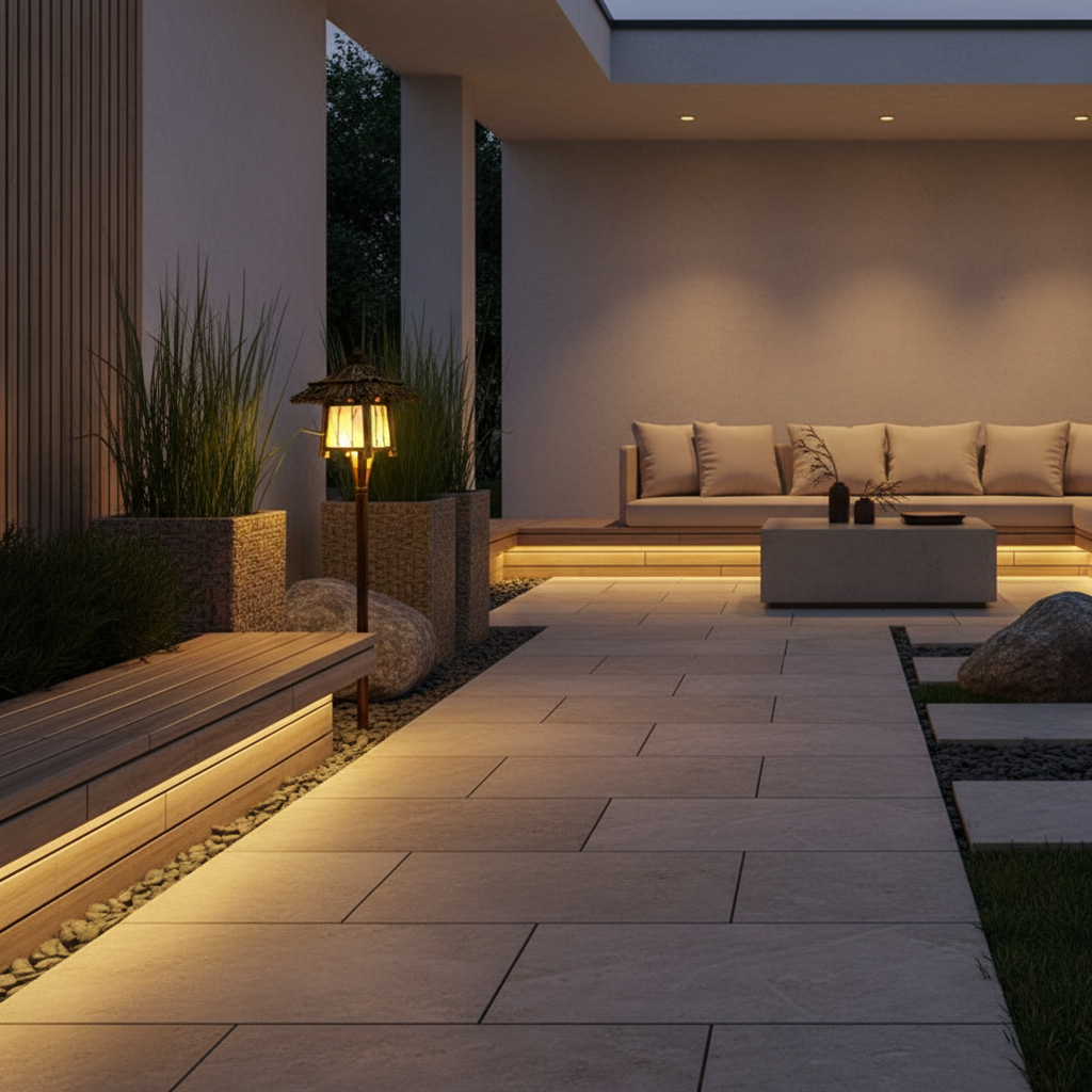 BambooGlow | Elegant Rustic Outdoor Wall Light for Garden and Patio