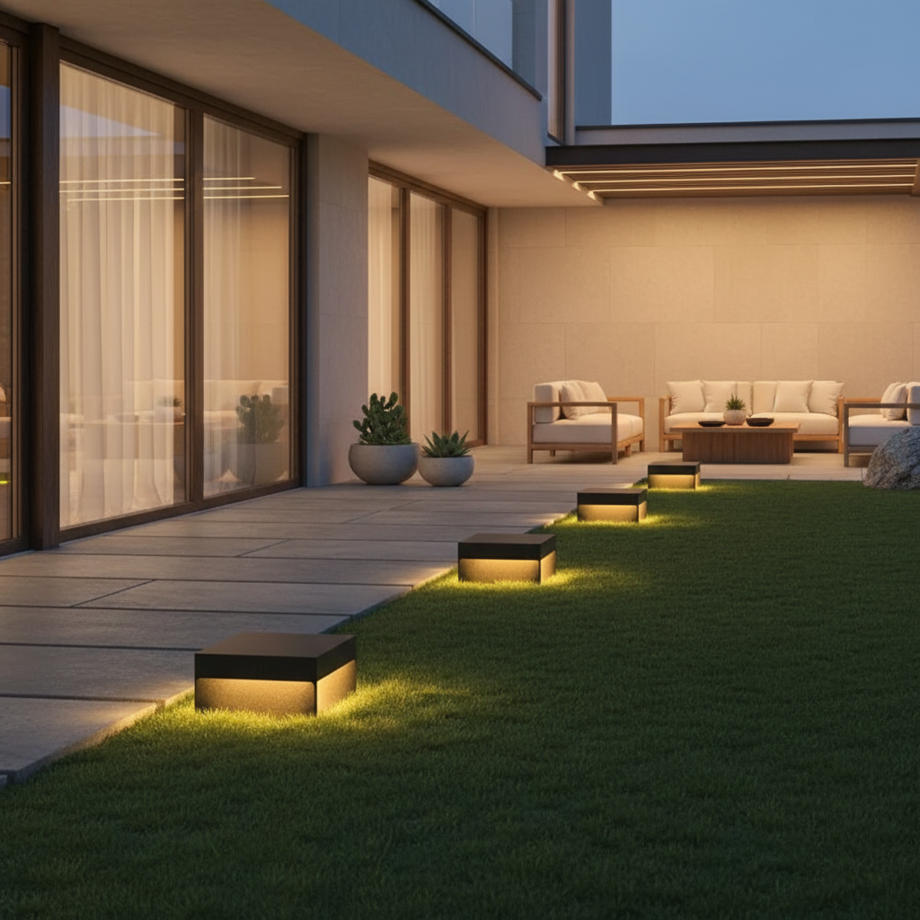Modern Solar Pillar Light – Square Outdoor LED Garden Light with Waterproof Dual Power System