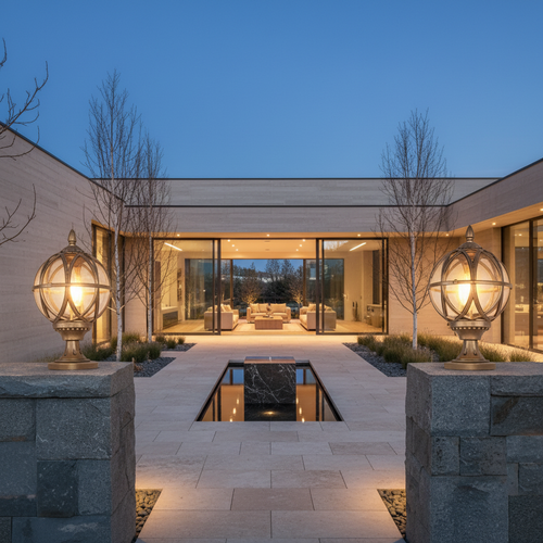 Black Aluminium E27 Round Outdoor Garden Wall Light — Elegant Exterior