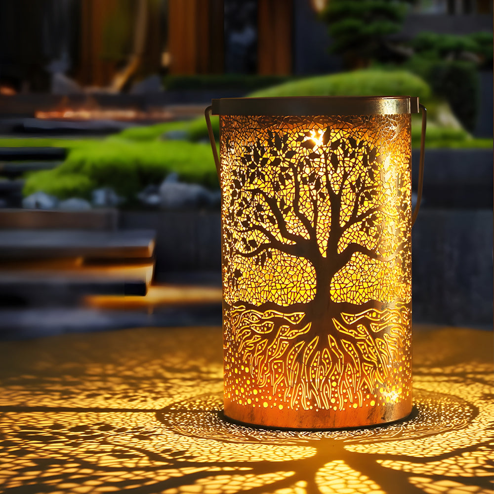 TreeGlow | Charming Vintage Solar Lantern with Tree of Life Design 4