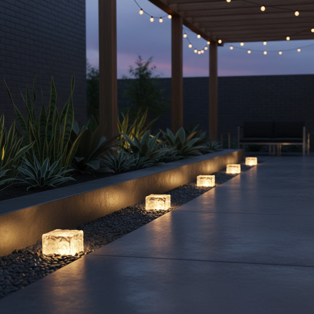 CrystalGlow | Stylish Elegant Solar Garden Outdoor Ice Cube Light