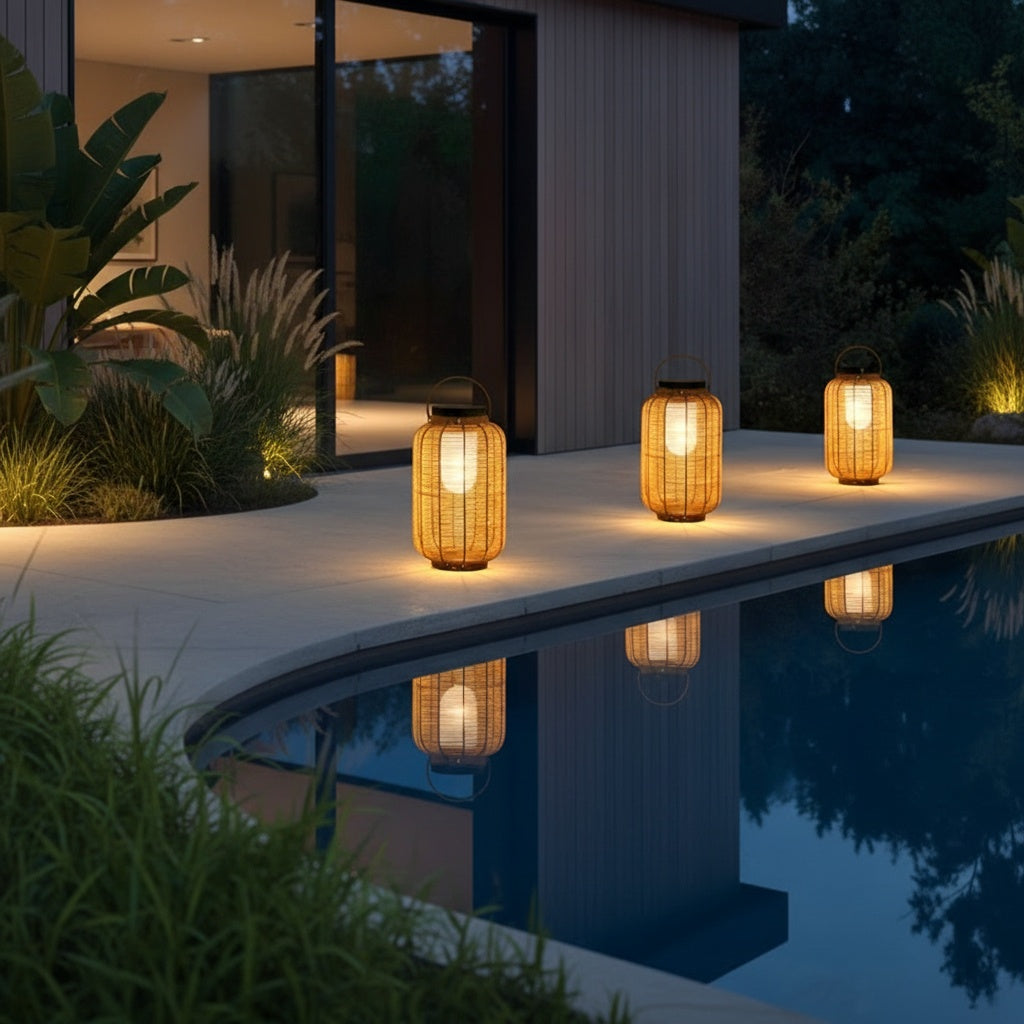 RattanLuxe | Elegant Rustic Solar Powered Outdoor Lantern Light