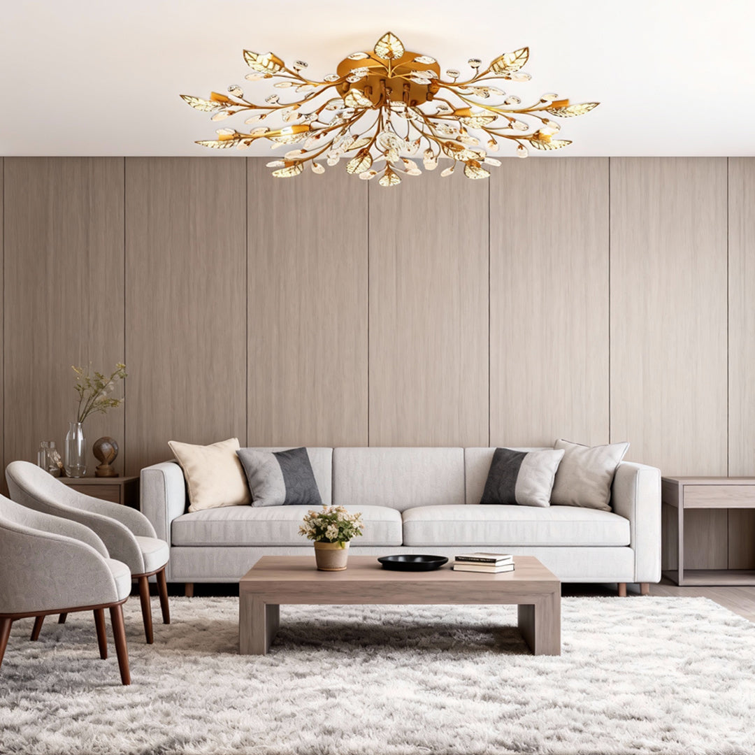 VerdantGlow | Elegant Vintage Crystal Hanging Lamp for Dining Room
