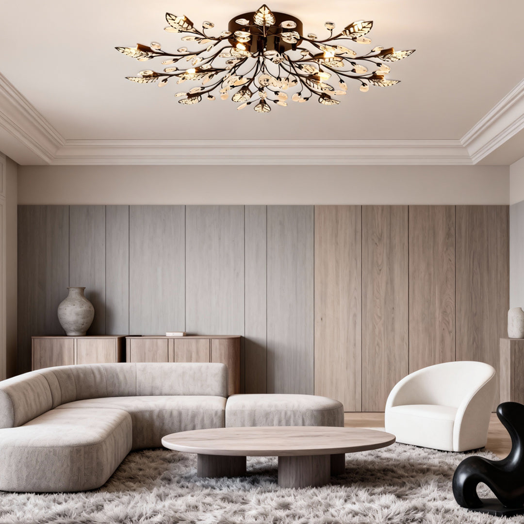 VerdantGlow | Elegant Vintage Crystal Hanging Lamp for Dining Room